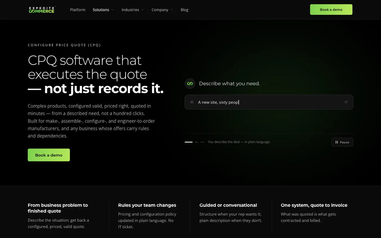 AI CPQ Agent homepage